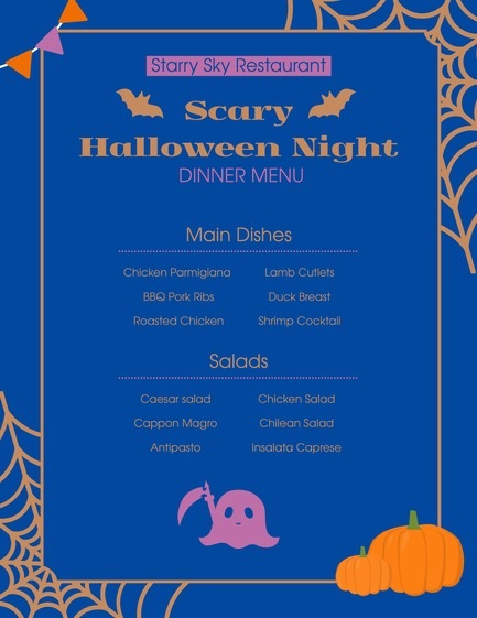Scary Halloween Night Menu Template