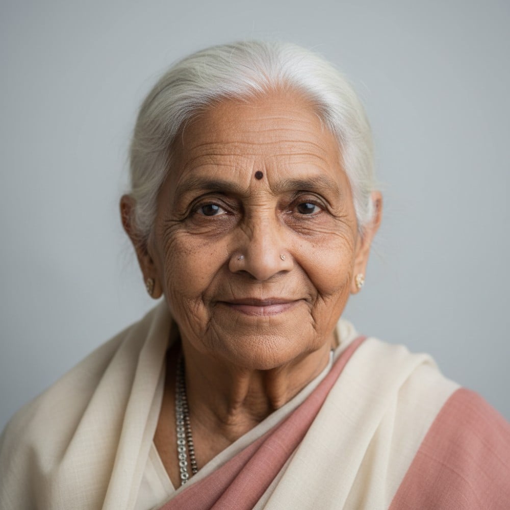 Silver haired indian female