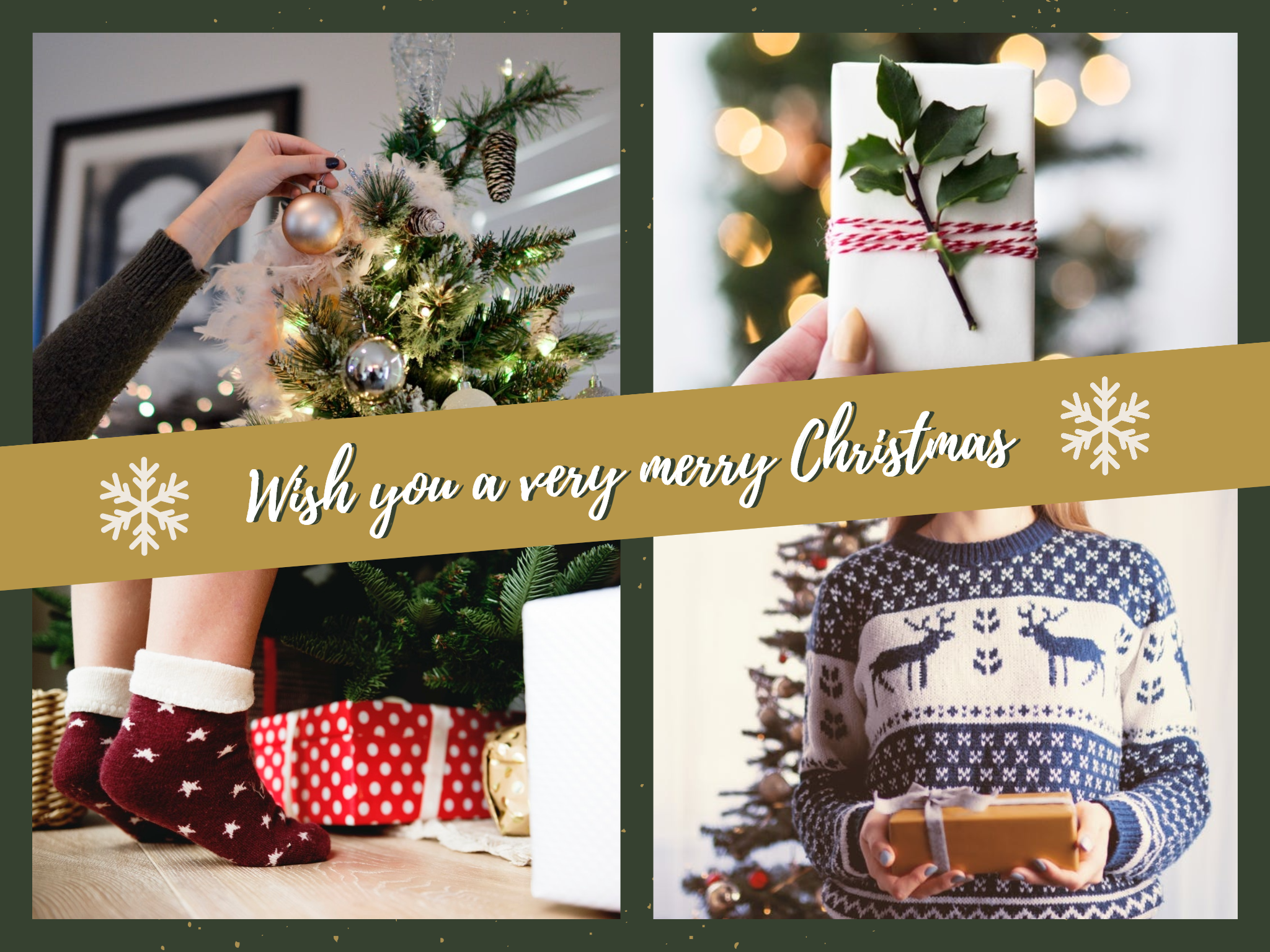 Simple Christmas Greeting Card with Four Pictures