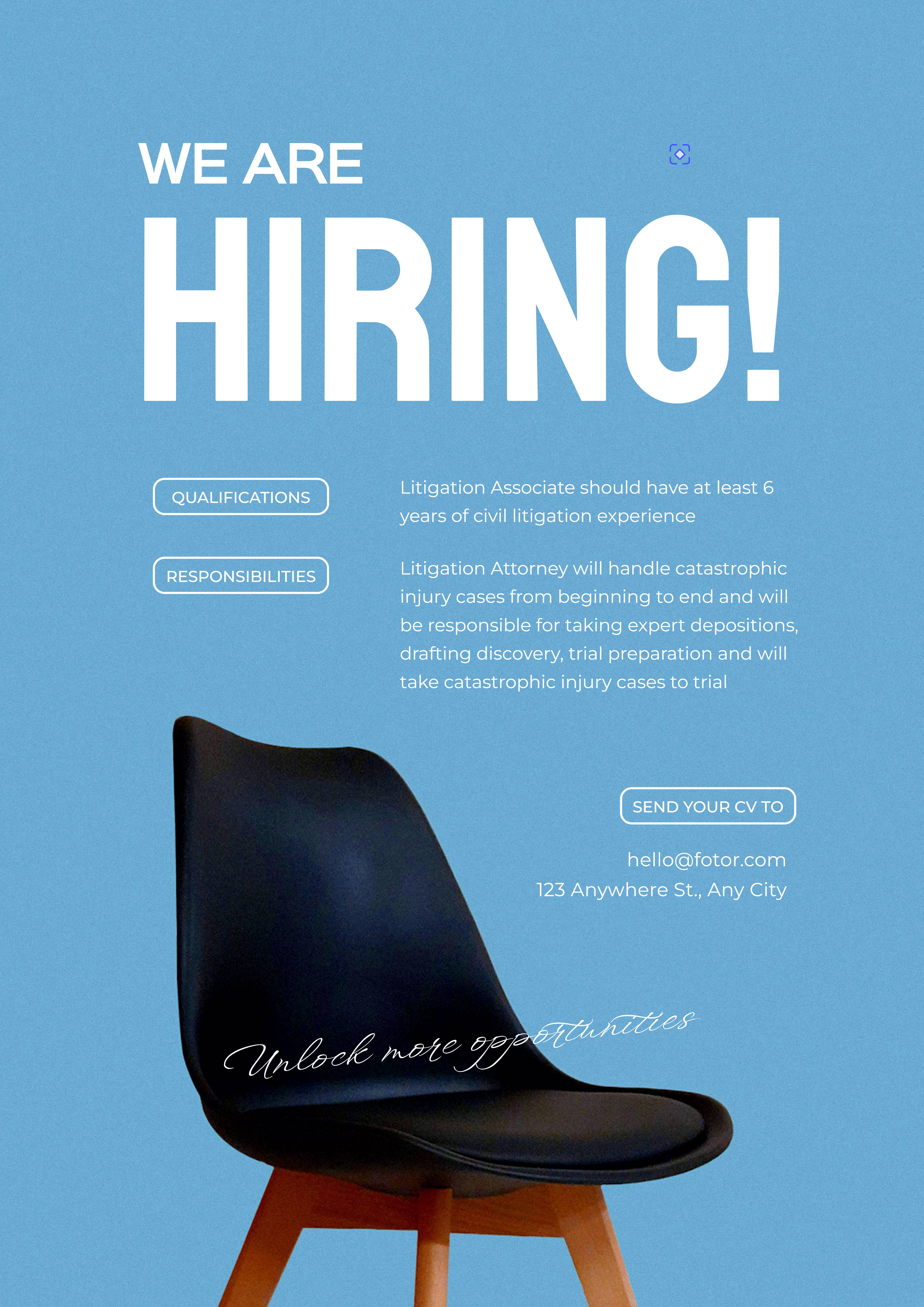 Simple and clear recruitment poster template