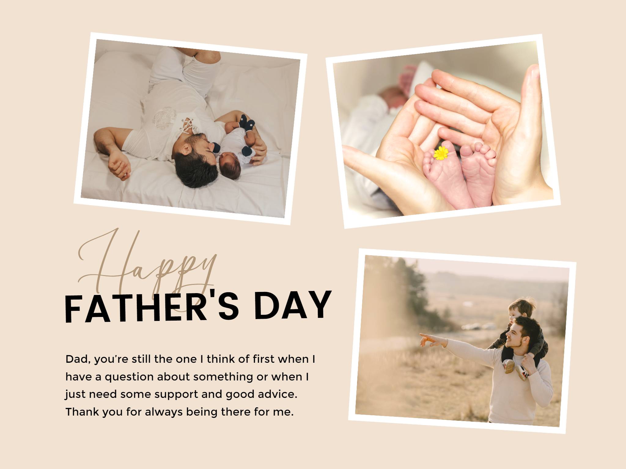 Soft Beige Fathers Day Family Photo Collage