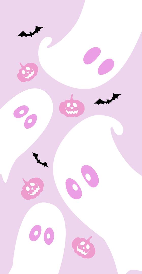 Soft Lavender Purple Halloween Illustration Pattern Phone Wallpaper