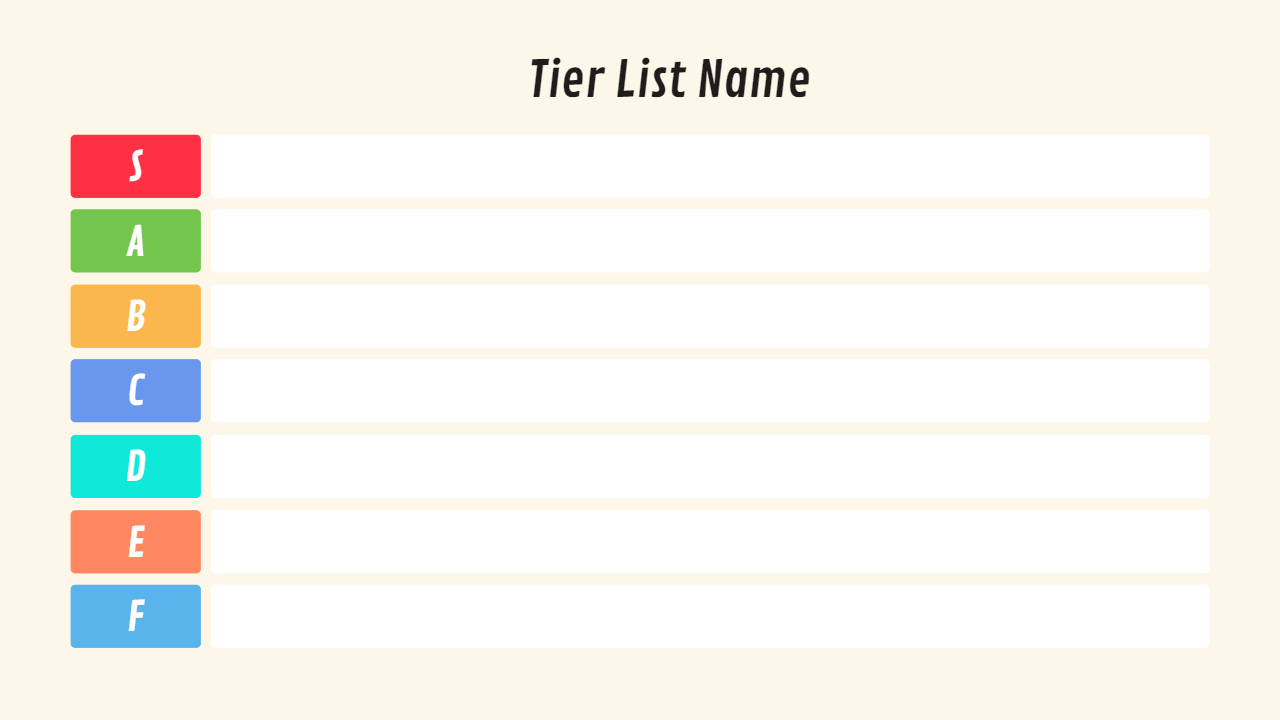 Tier List rankings []