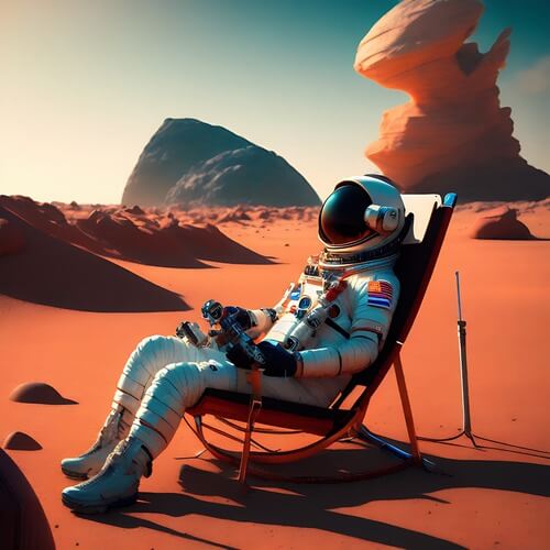 Spaceman on Mars AI illustration made by Fotor