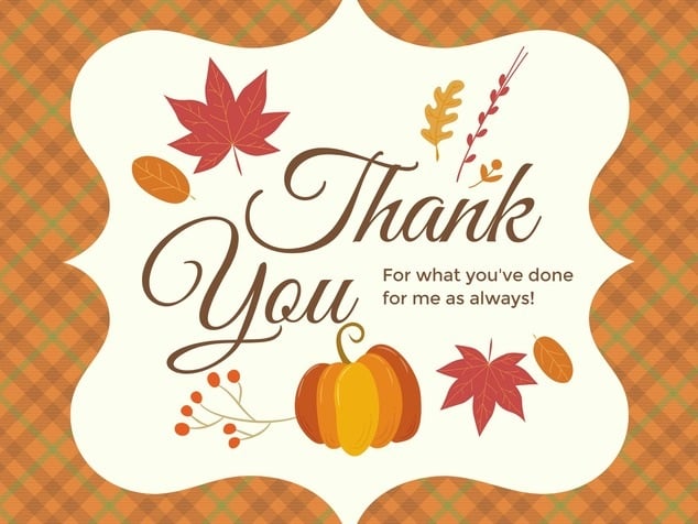 Thanksgiving thank you card