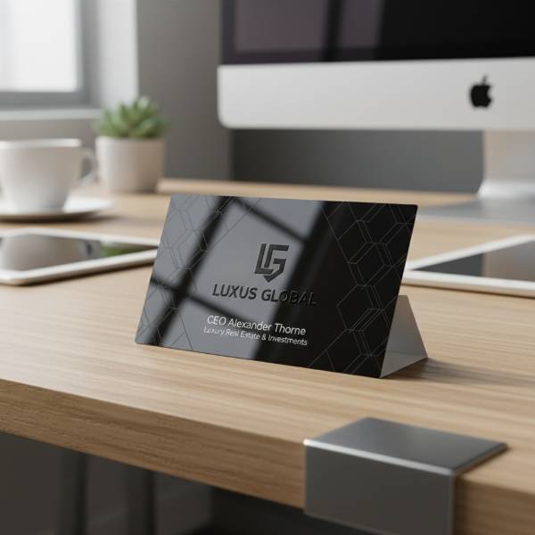 Tilted Modern Card on Desk