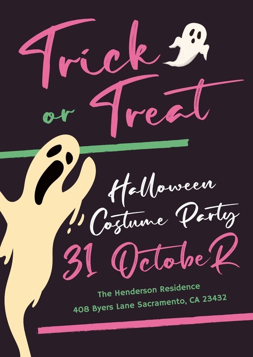 Trick Or Treat Happy Halloween Party Invitation Template
