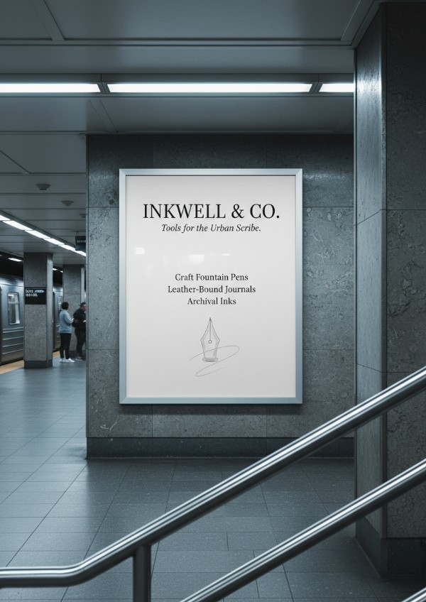 Urban Poster Mockup on a Metro Wall