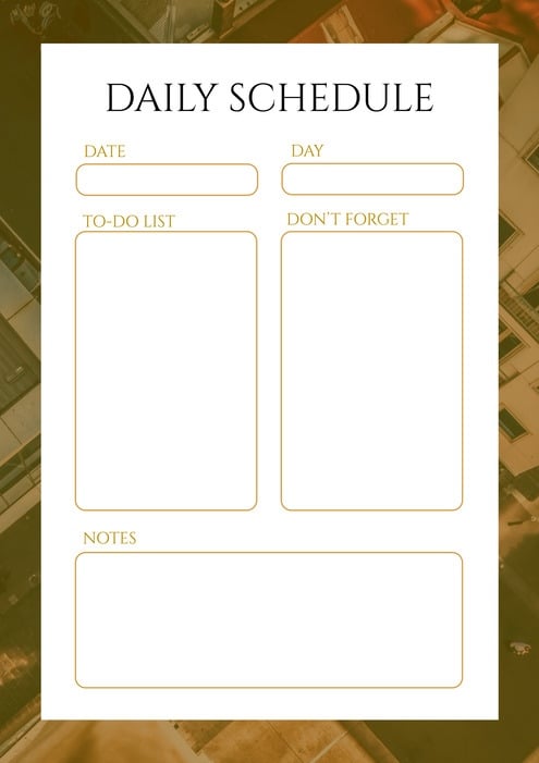Vintage Retro Daily Schedule Calendar Template