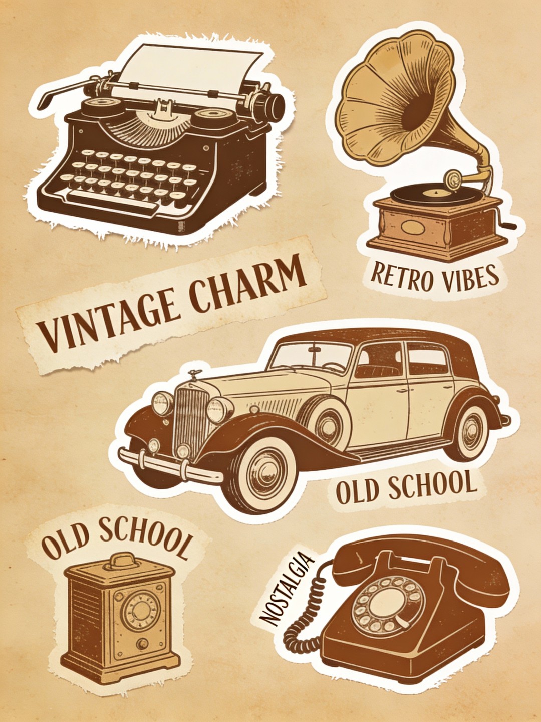 Maquette de stickers rétro vintage