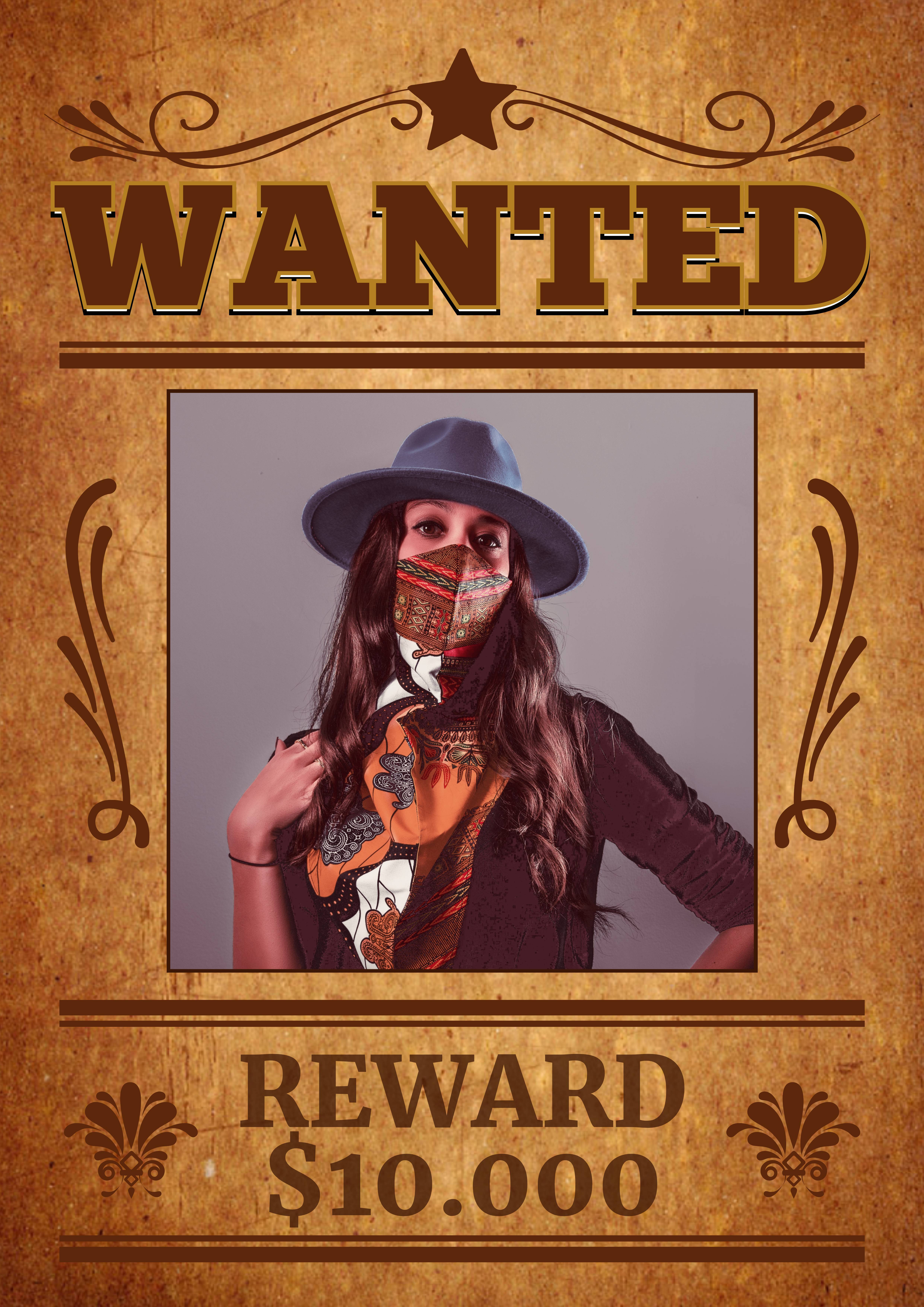 Vintage cowhide texture wanted poster