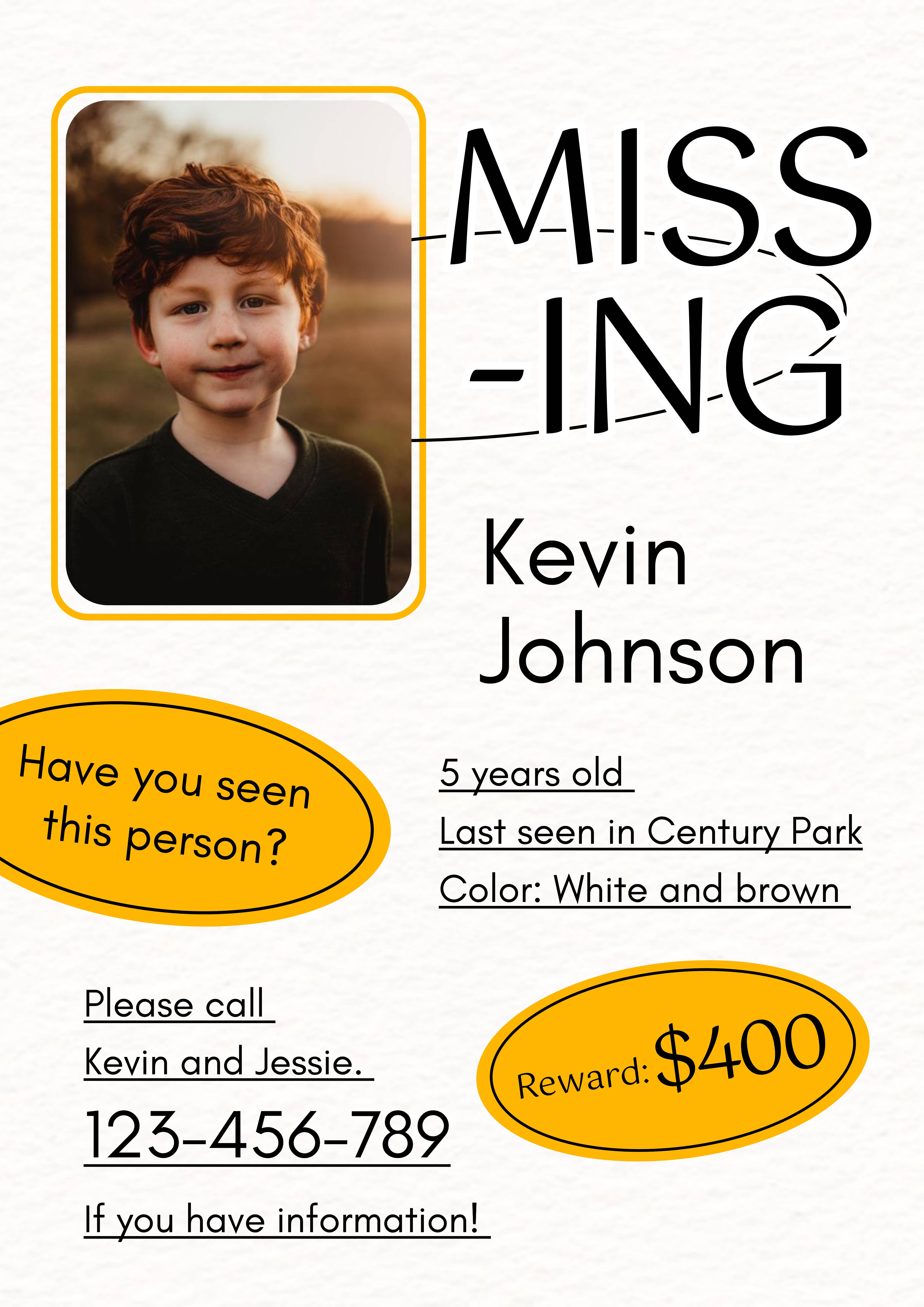 Wanted poster template for missing child