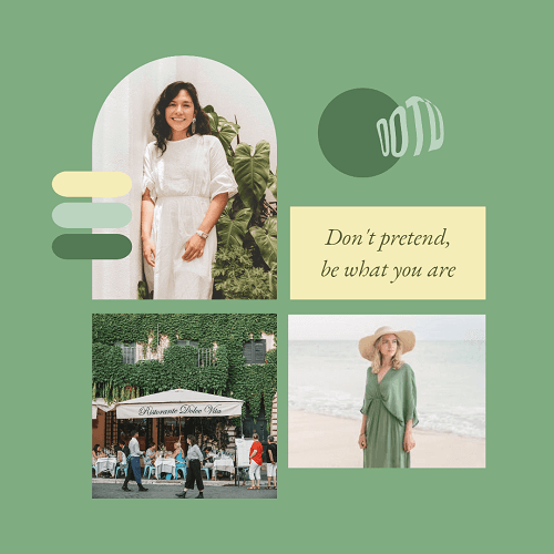 Weichgrüne Moodboard Bispiel