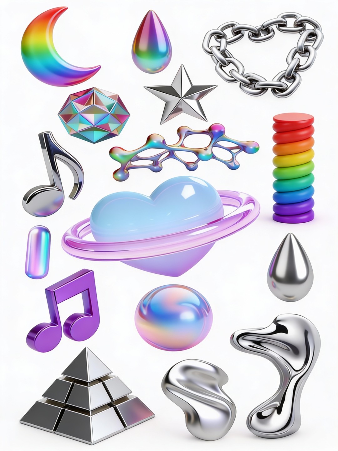 Maquette de stickers chrome Y2K