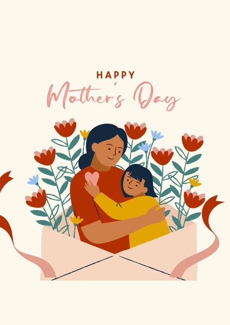 Yellow Illustration Printable Happy Mothers Day Poster