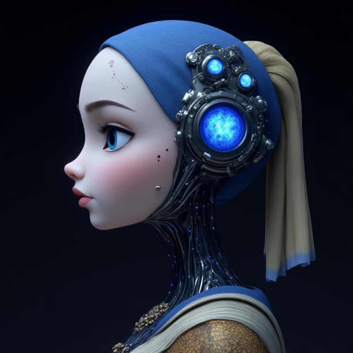 A 3d cartoon style image of the girl with a pearl earring