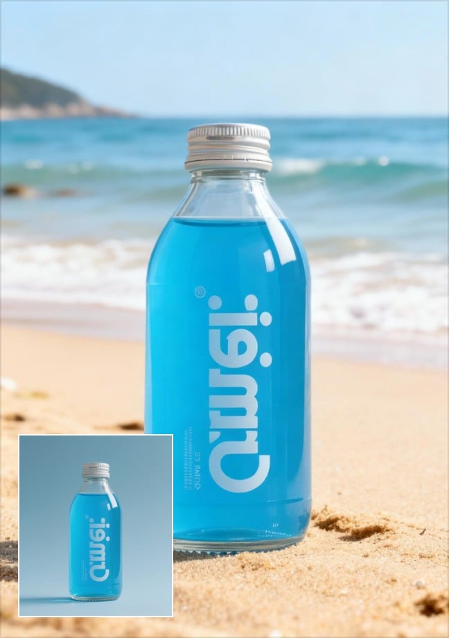 A blue drink on the beach