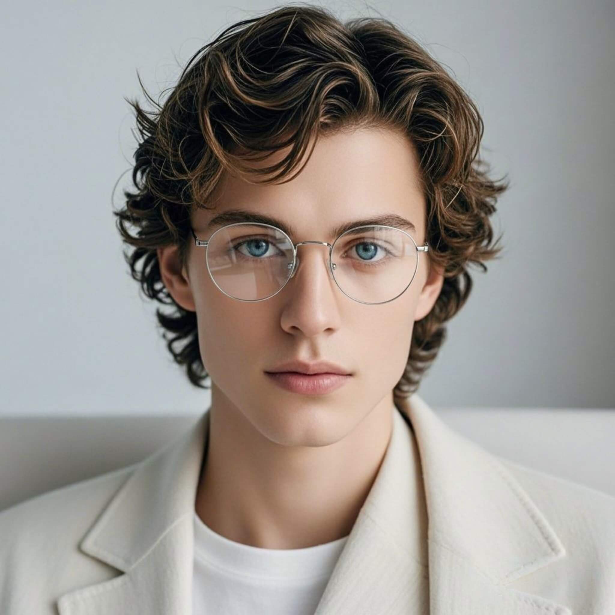 [Click to Try On] Silver Thin Round Frames