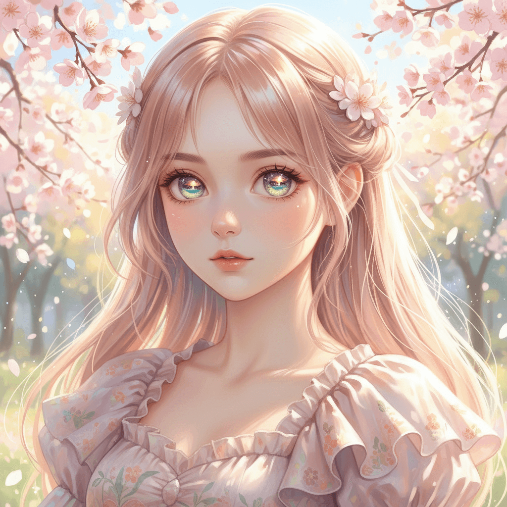 A realistic female anime portrait with soft textures and lifelike eyes