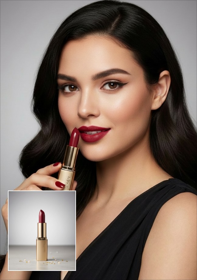 A realistic photoshoot for the lipstick