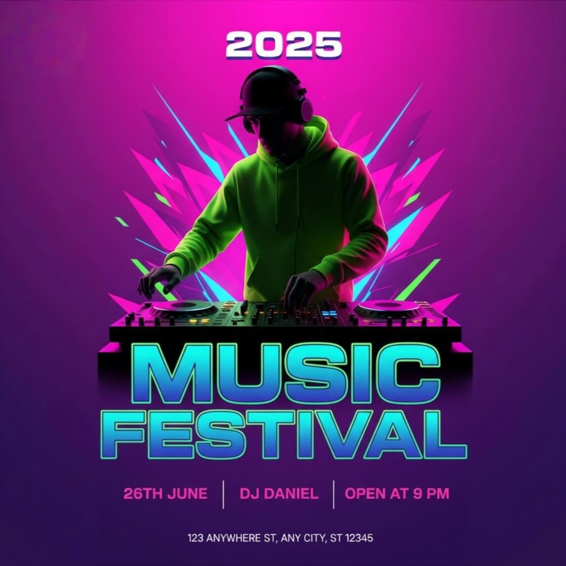 A summer music festival flyer template