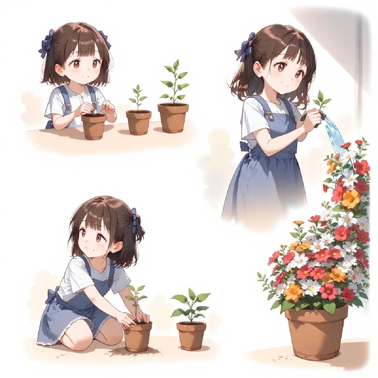 A three panel cartoon style illustration