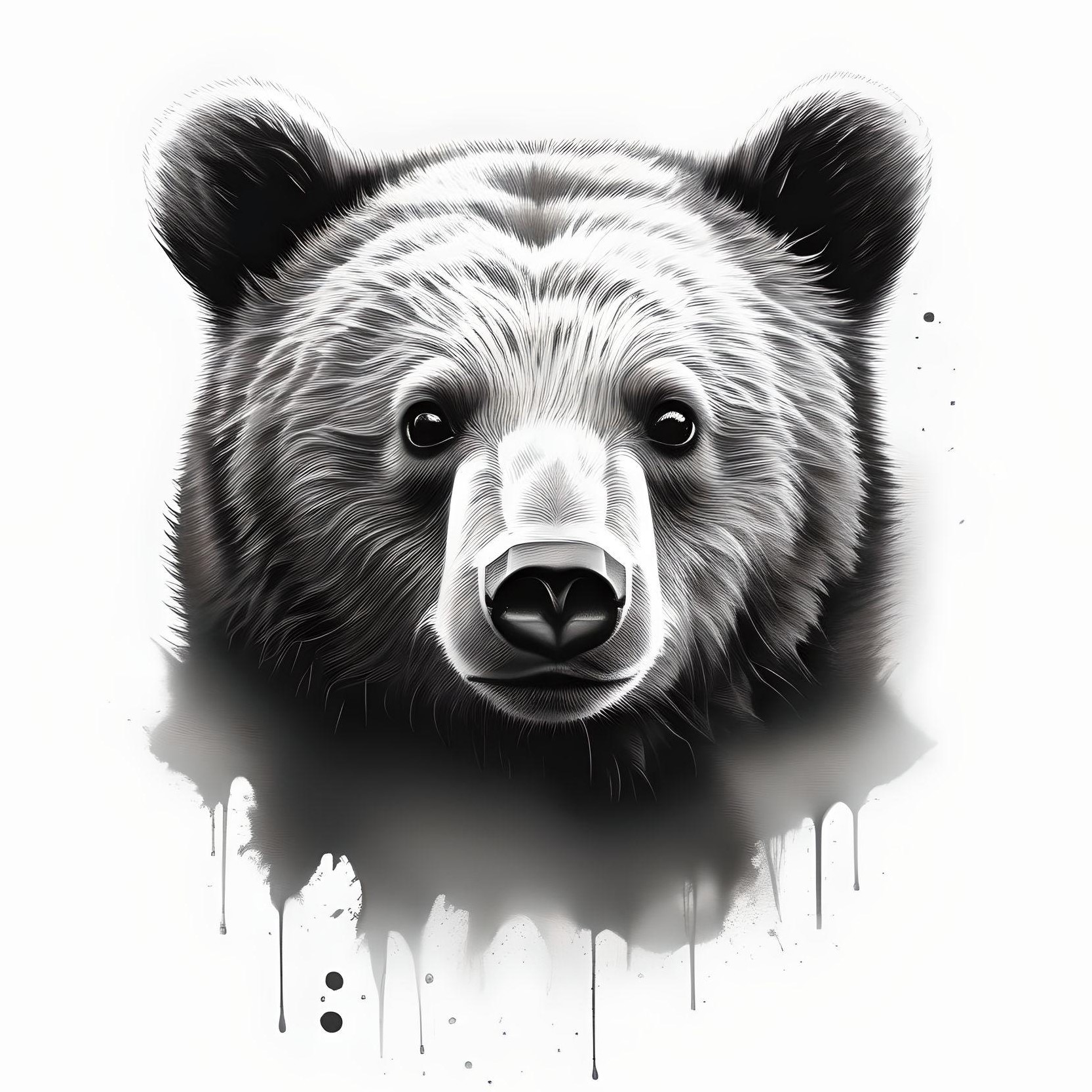 A tiny baby bear tattoo in black and grey color pure white background