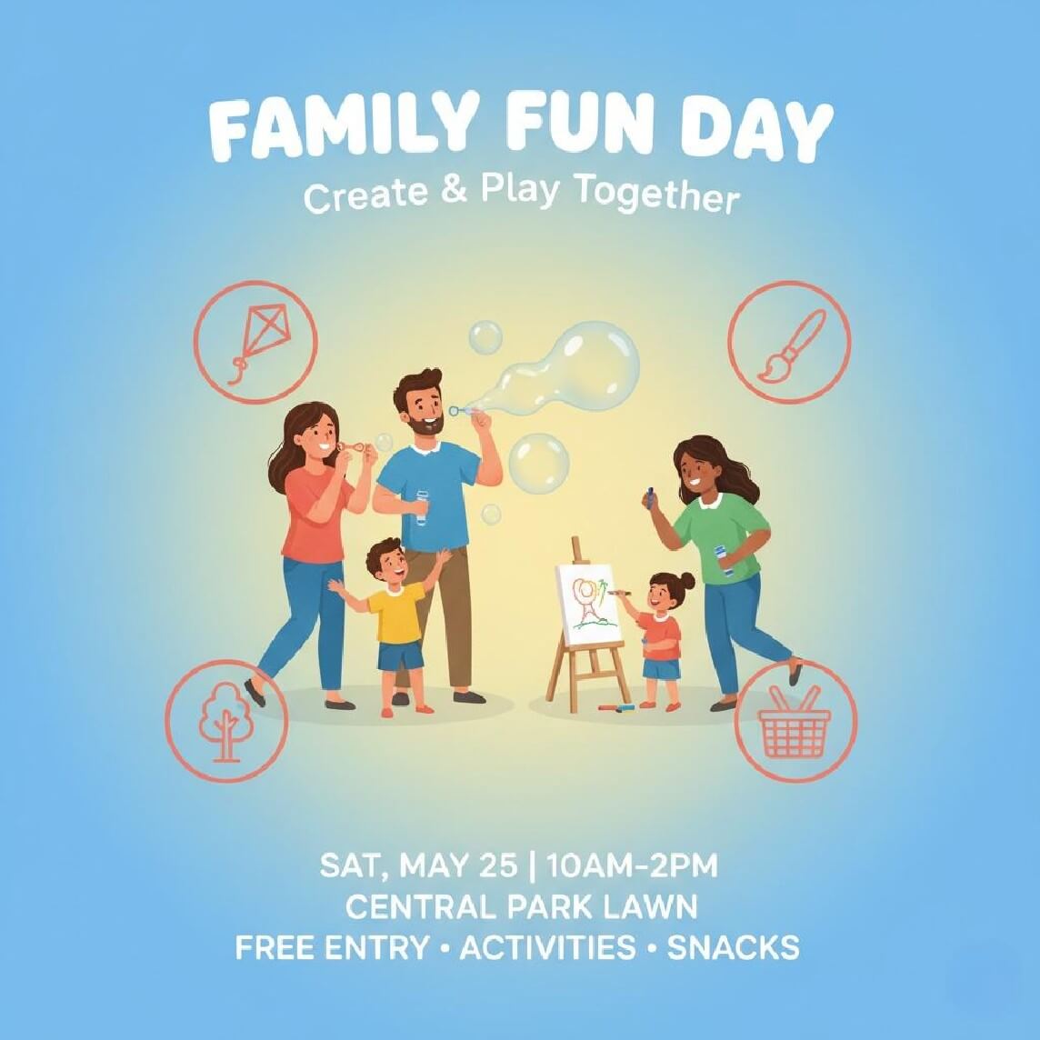 A weekend community event announcement poster template