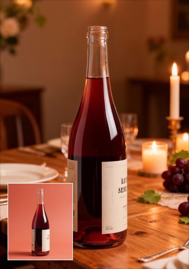 A wine photoshoot on a table