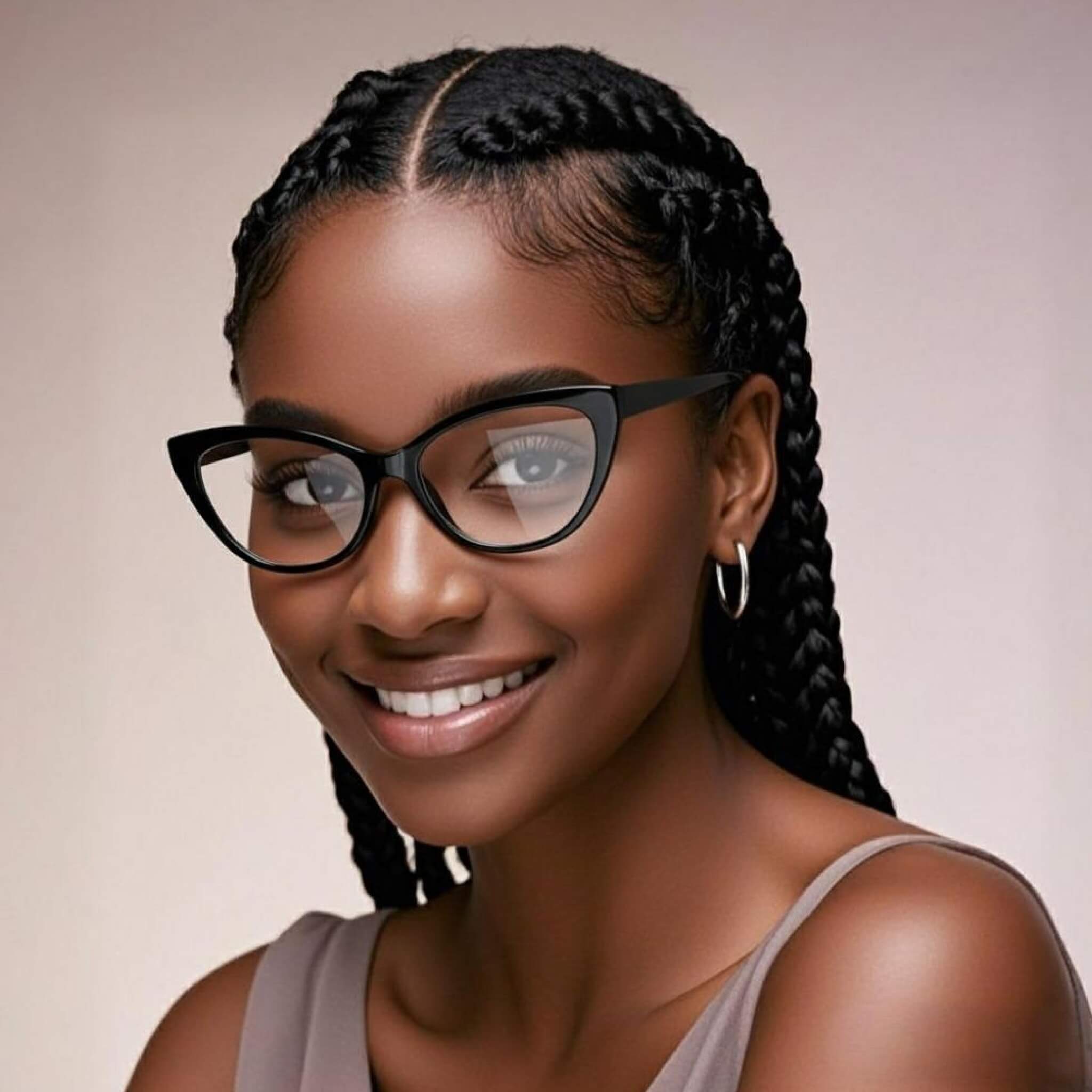 [Click to Try On] Black Retro Cat-Eye