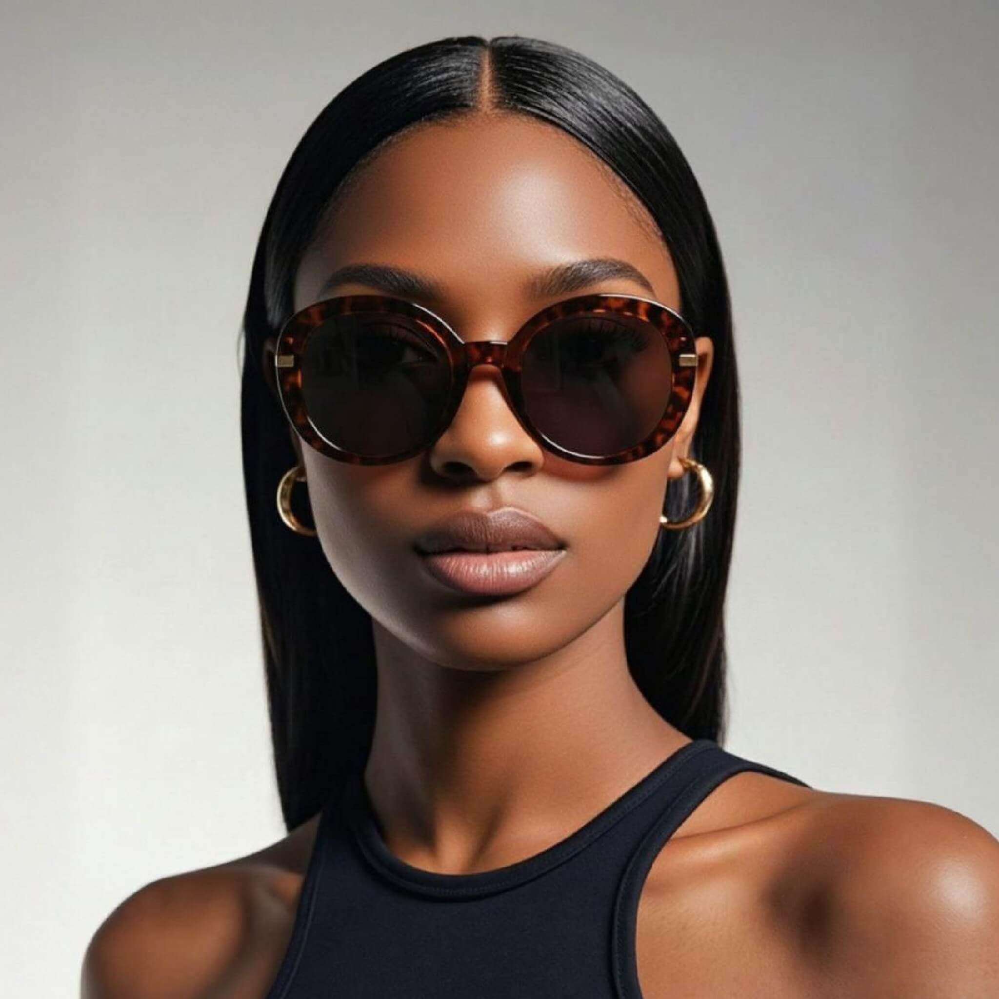 [Click to Try On] Brown Oversized Sunglasses