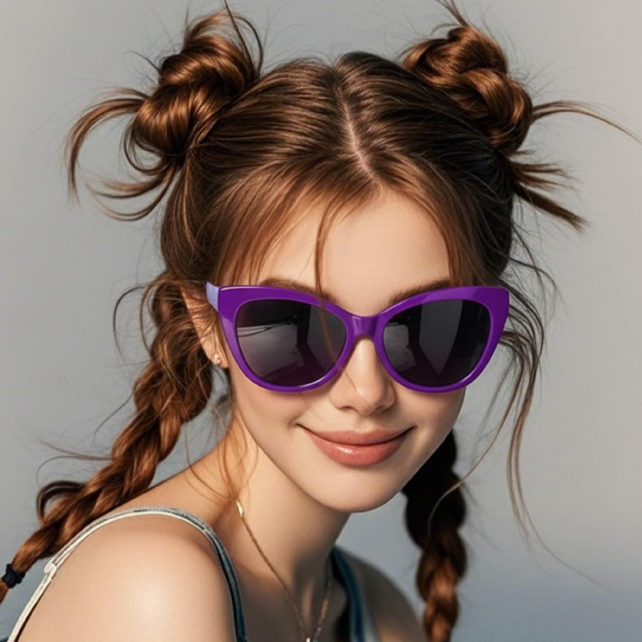 [Click to Try On] Purple Cat-Eye Sunglasses