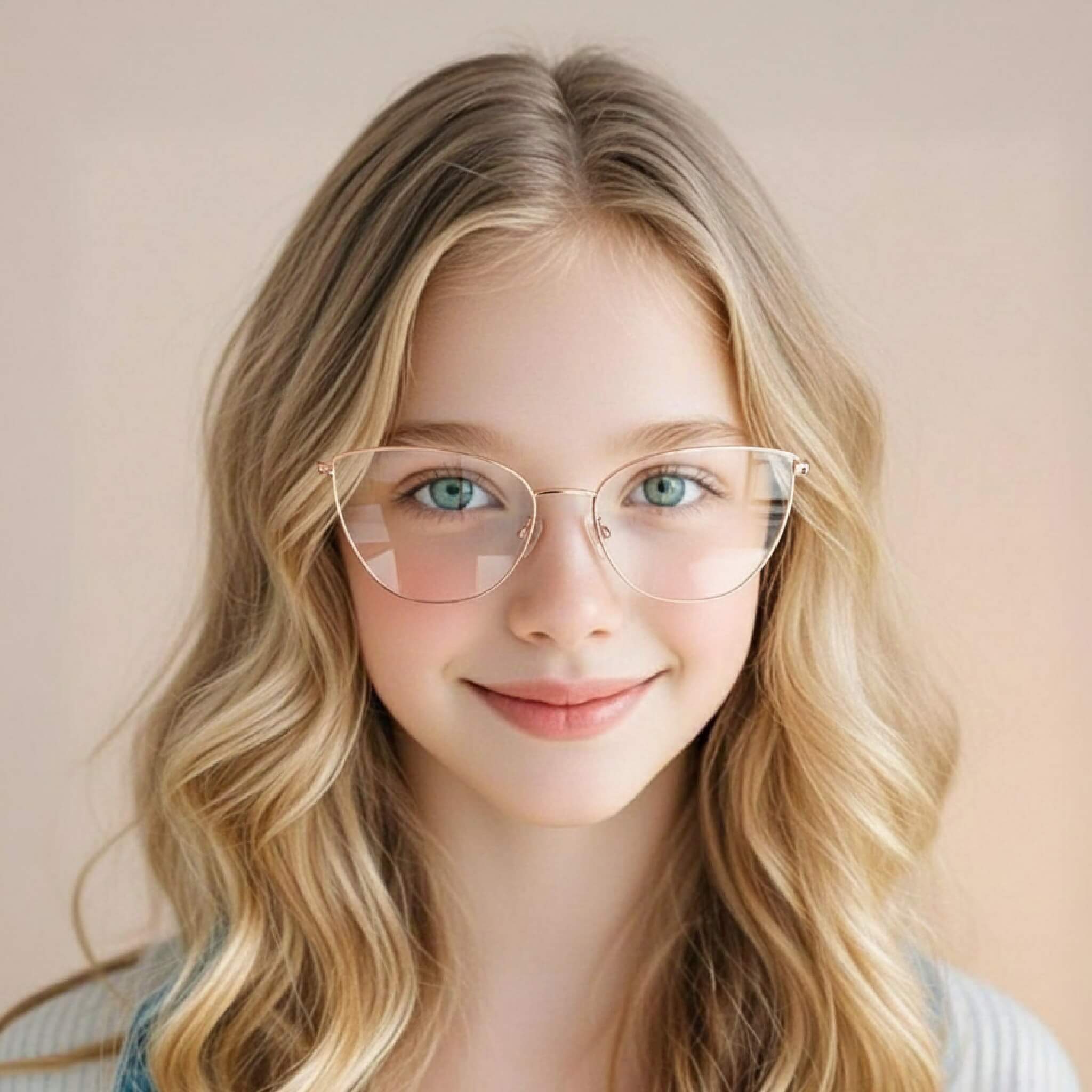 [Click to Try On] Rose Gold Modern Cat-Eye