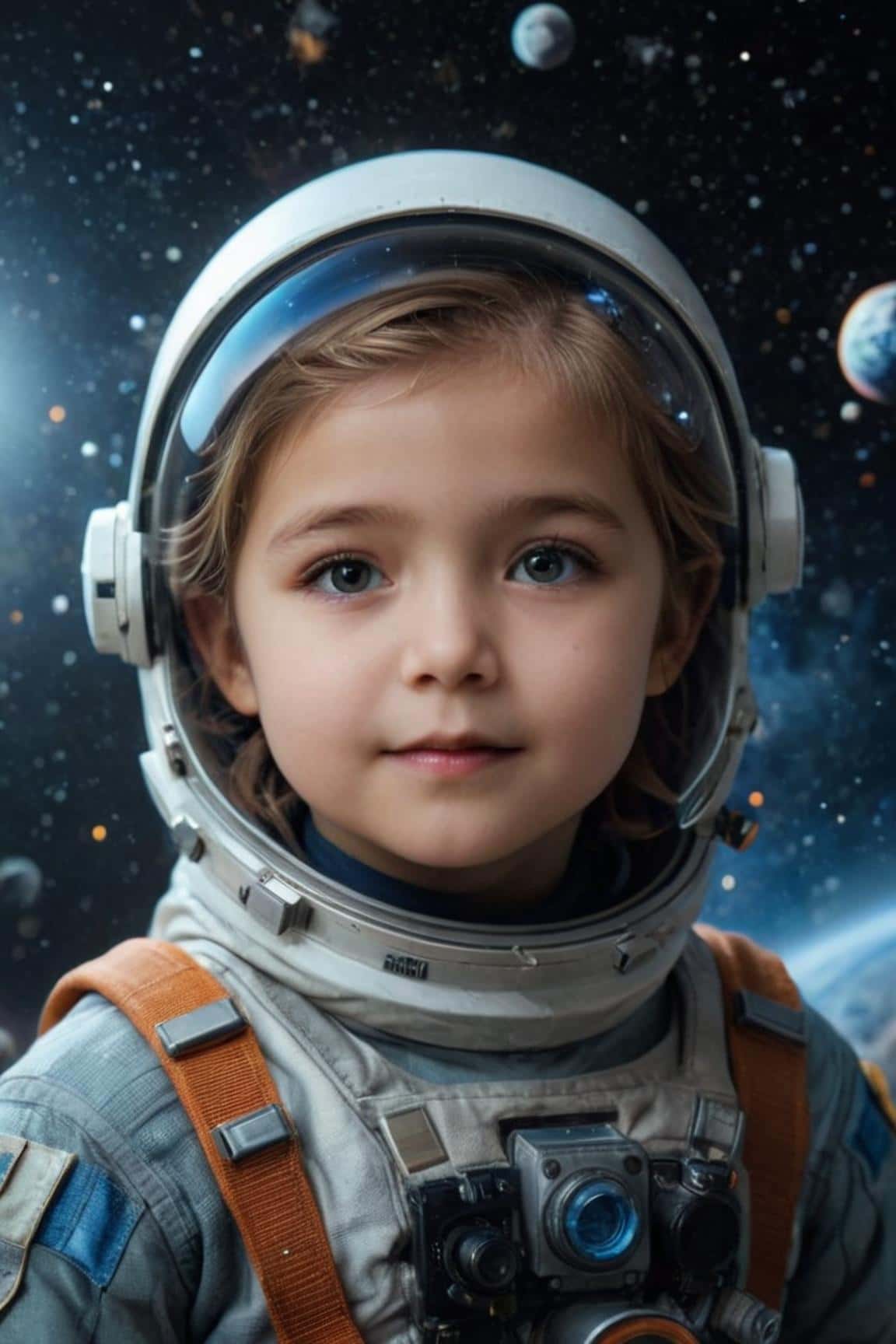 Ai generated headshot for a girl astronaut