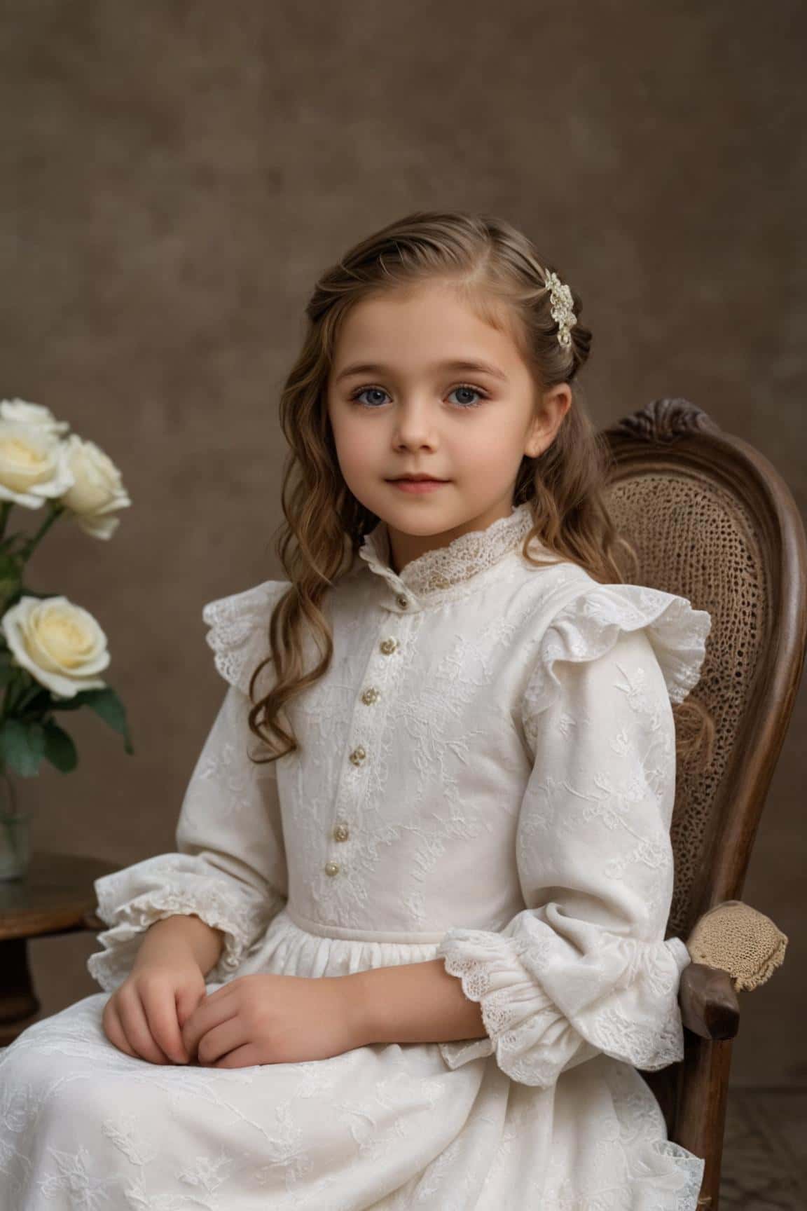 Ai generated headshot for a girl in white suit