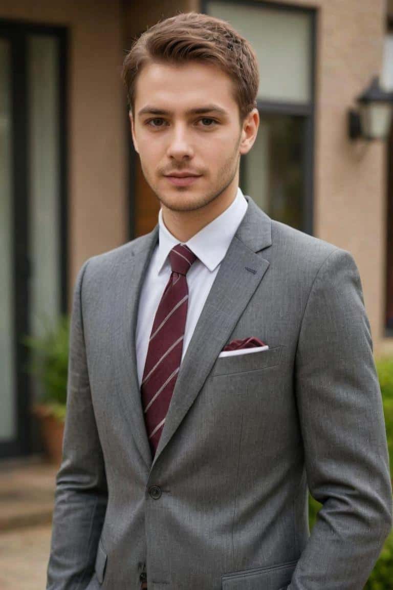 Ai generated headshot for an executor in grey suit