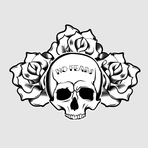 A knife through a skull. Simple skull face series. Monoline skull tattoo  design vector Beach Towel by Dean Zangirolami - Fine Art America