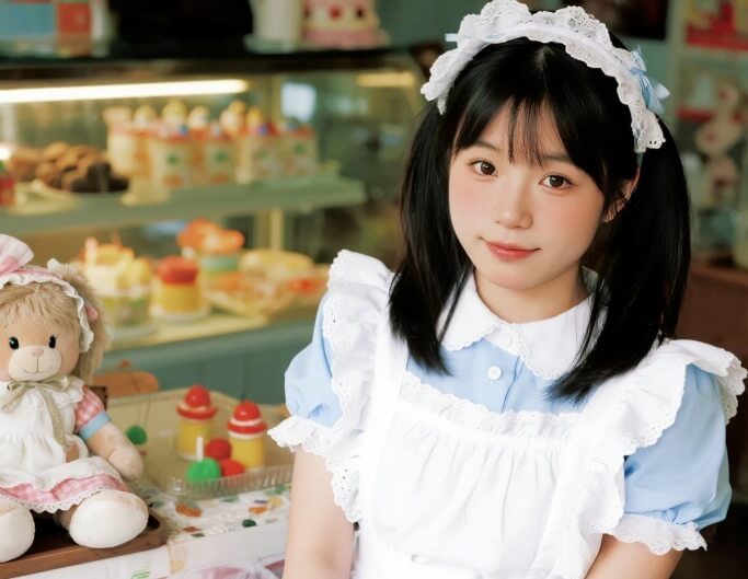 可愛いメイド服を着たAI美女画像生成