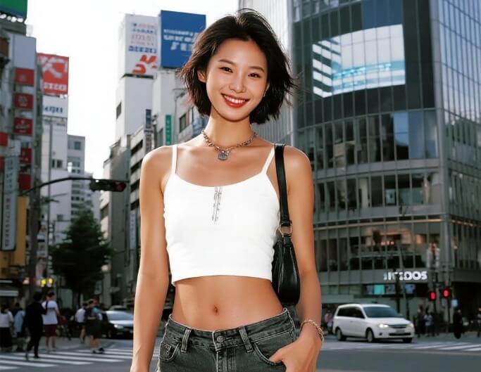 渋谷の街にいるAI美女画像生成