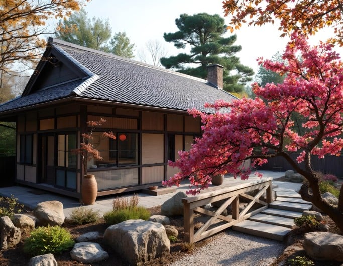 Conception de jardin IA japonais