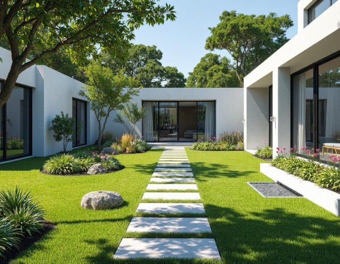 Conception de jardin IA moderne