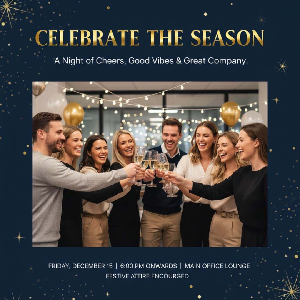 An office holiday party invitation card template