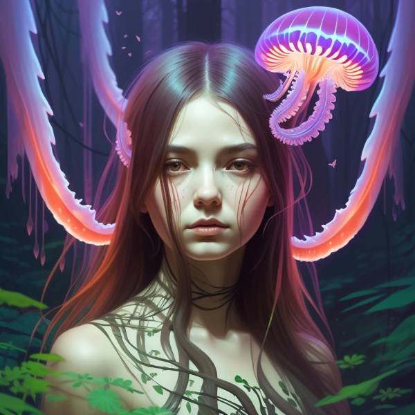 Anime girl with jellyfish