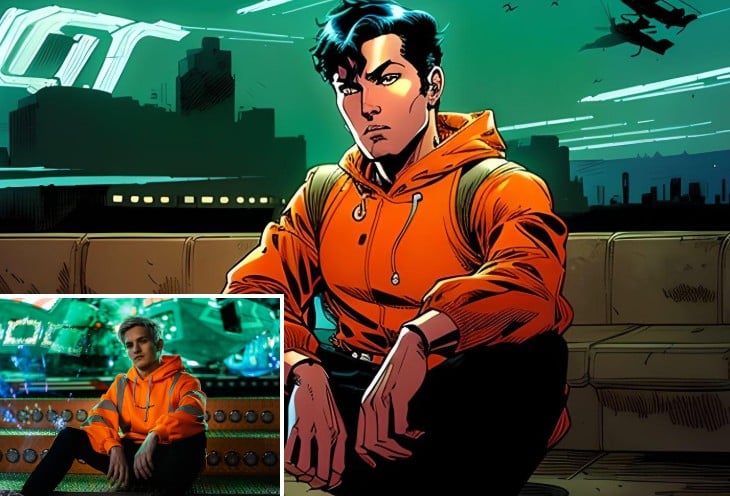 Before and after comparison effect of applying gta filter to cool boy selfie