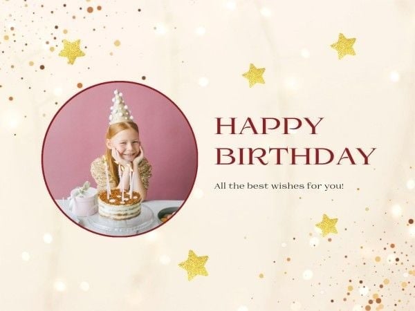 Beige and gold modern happy birthday card