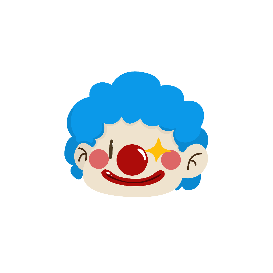 Vintage blue hair funny clown clipart