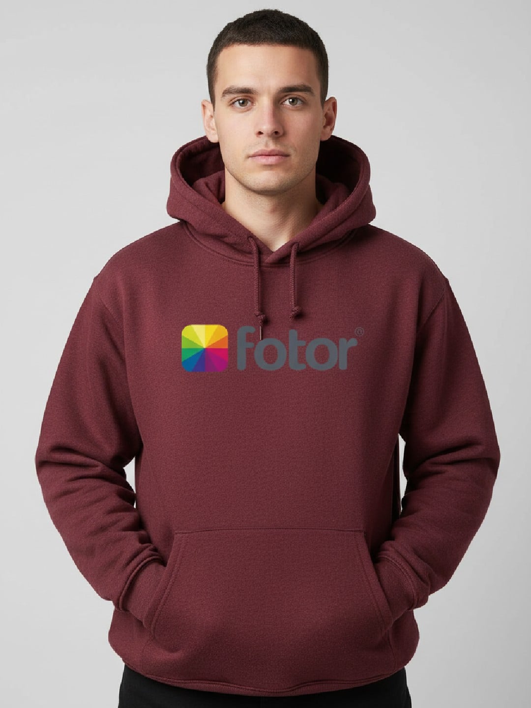 Burgunderfarbener und schwerer Hoodie