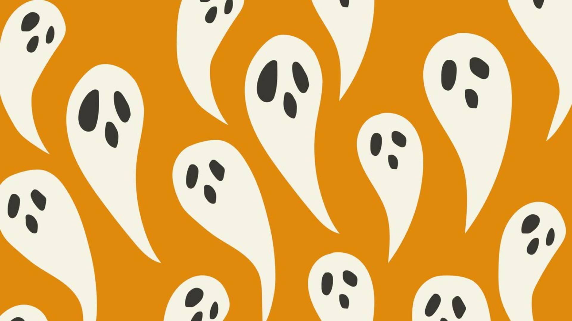 Cartoon yellow ghost illustration Halloween wallpaper