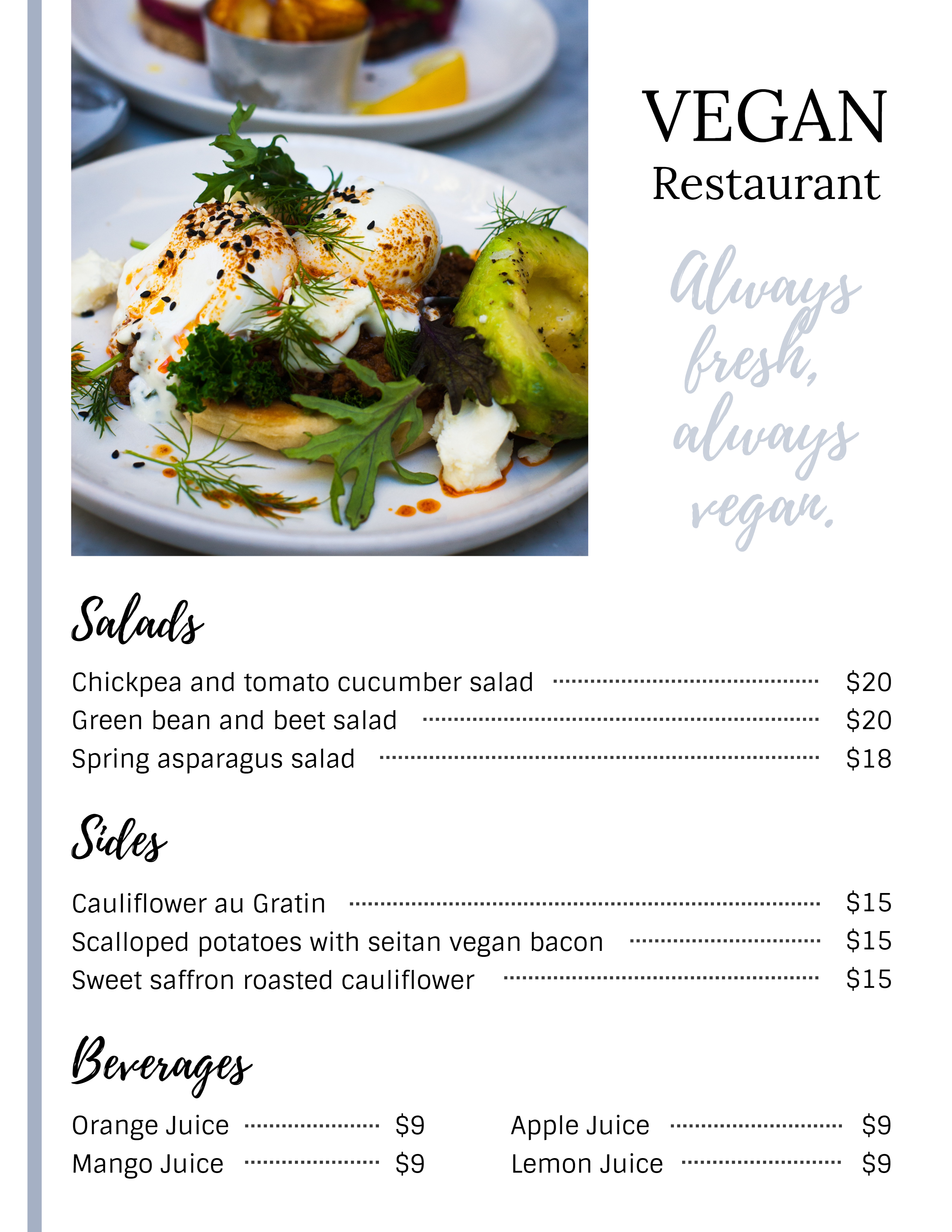 Casual salad Thanksgiving menu