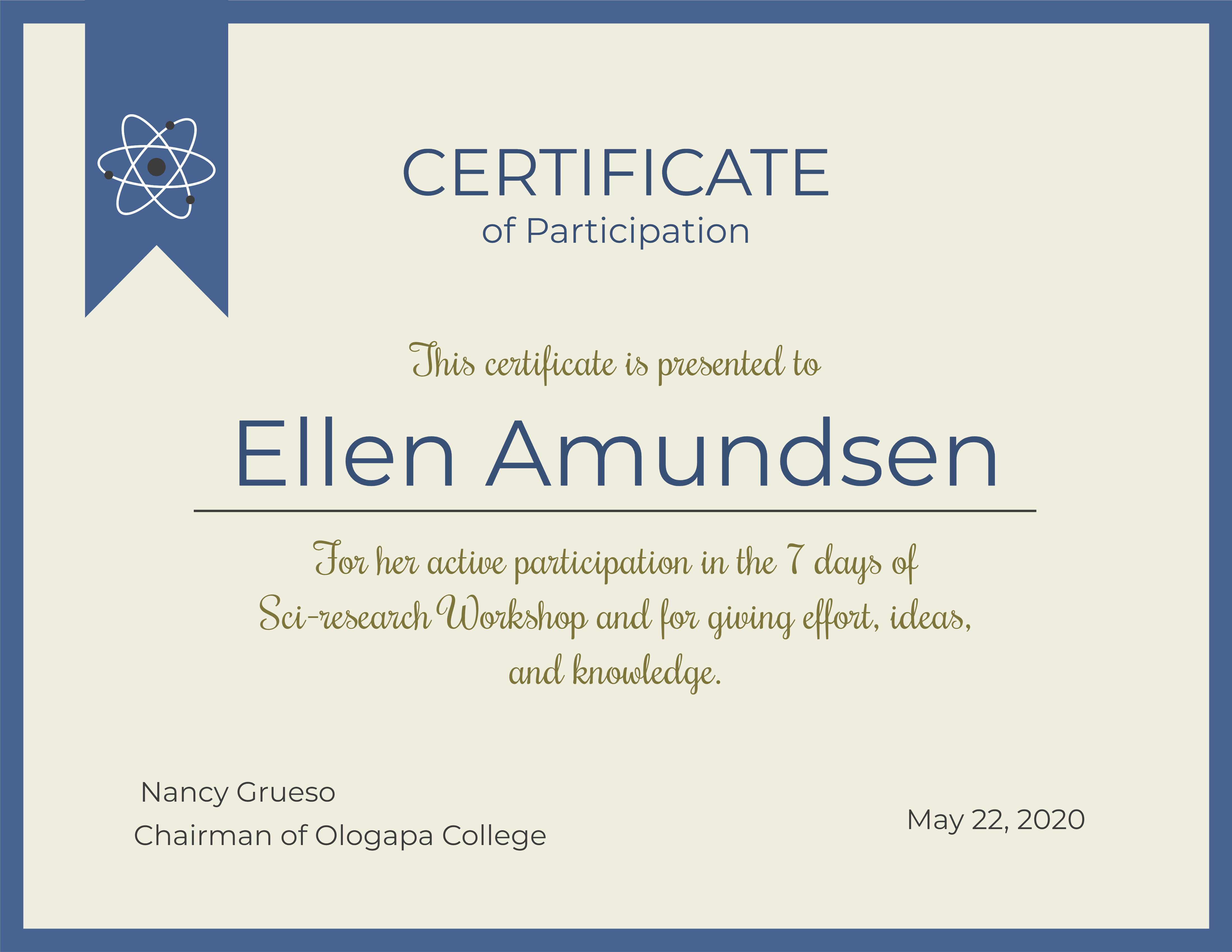 Certificate of participation